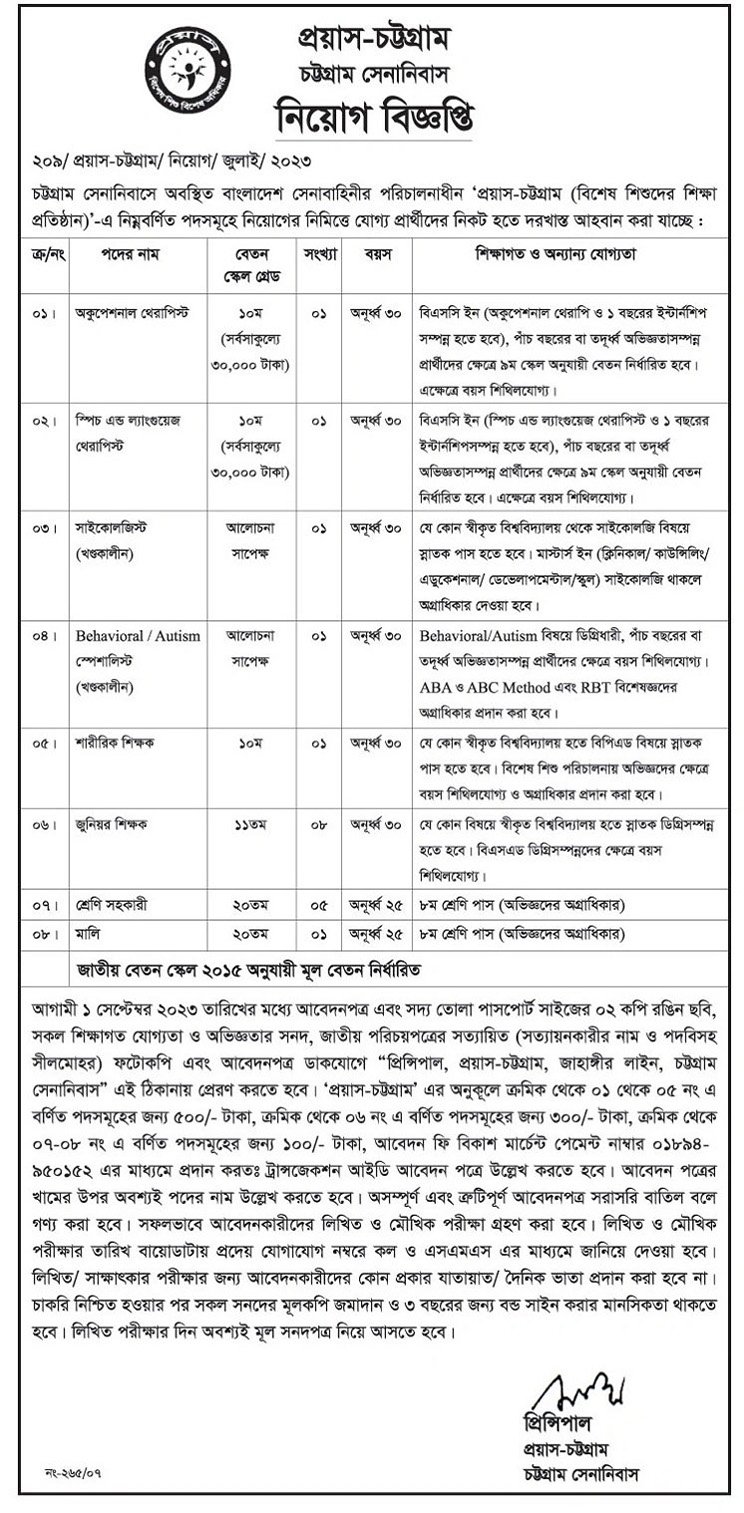 Chittagong Cantonment Job Circular 2023