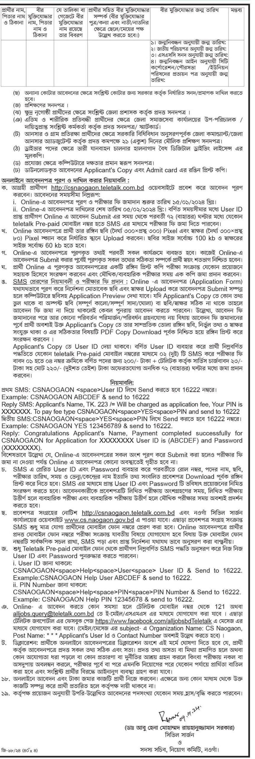 CSNAOGAON Job Circular 2024